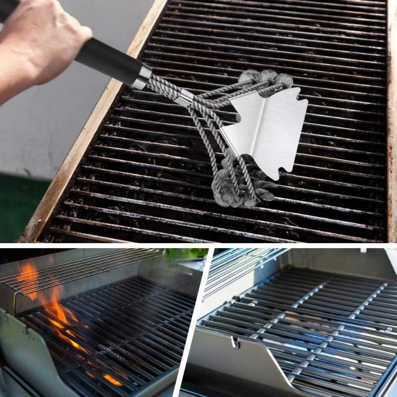 Stråfri grillborste i rostfritt stål för säker rengöring