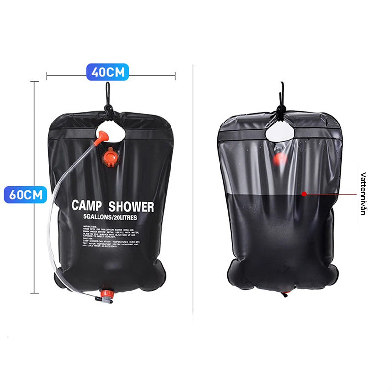 Campingdusch 20L – Portabel soluppvärmd duschpåse
