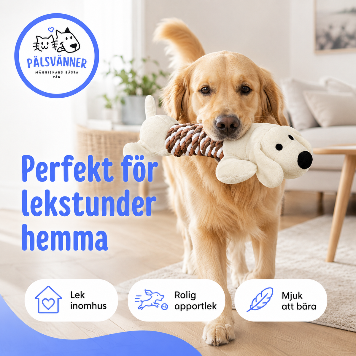 Trixie hundleksak med rep och ljud – 32 cm