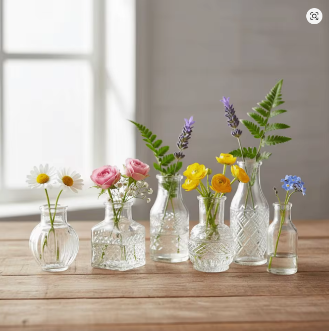 Nordic Bloom – Mini Blomvaser i Glas, 10-pack