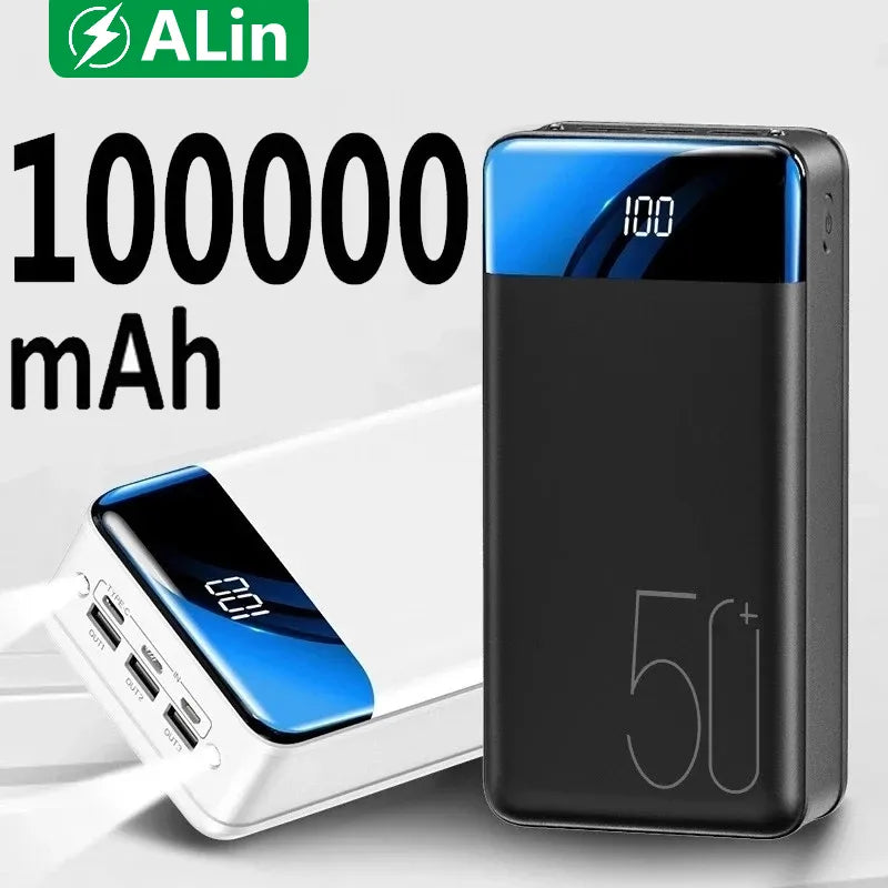 Powerbank 100.000 mAh | Ultra-snabb laddning | För laptop, surfplatta & smartphone | Kompakt & extremt kraftfull