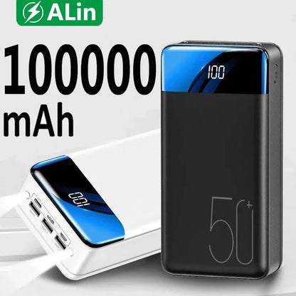 Powerbank 100.000 mAh | Ultra-snabb laddning | För laptop, surfplatta & smartphone | Kompakt & extremt kraftfull