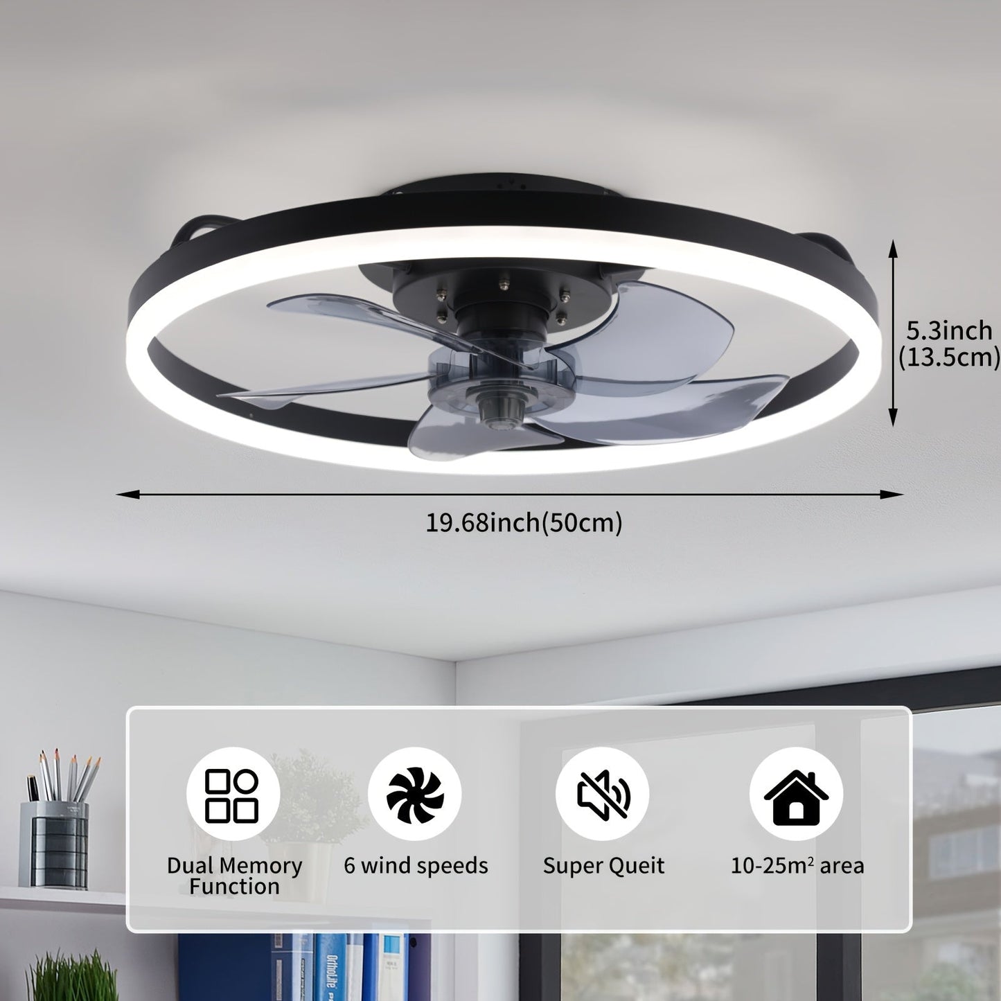 SilentBreeze Takfläkt 50 cm med Dimbar LED