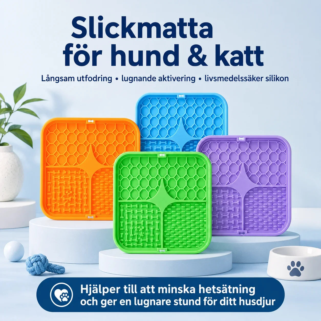 Slickmatta för Hund och Katt – Slow Feeder i Silikon