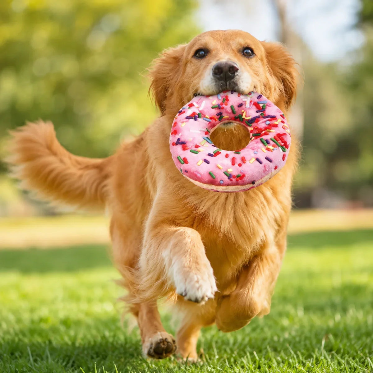 Plyschleksak för Hund med Pipljud – Pizza, Donut och Latte