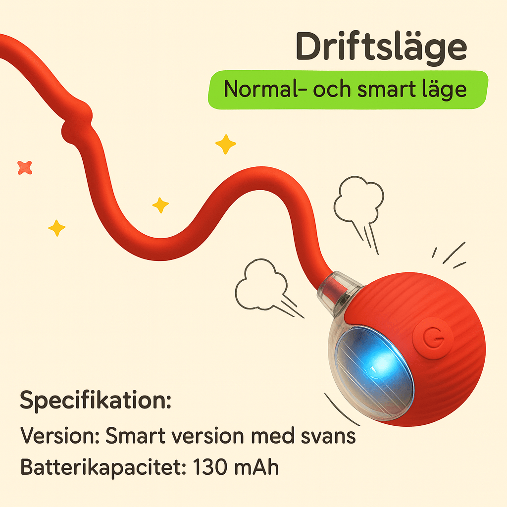 Interaktiv Kattboll med Svans – Självrullande Kattleksak med USB-C
