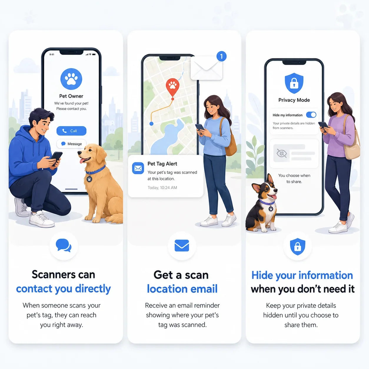 Katthalsband med AirTag-hållare, QR-bricka och reflexdetaljer