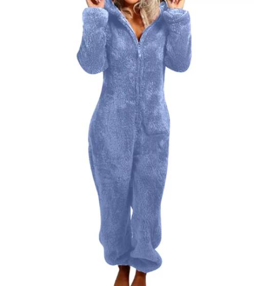 Fleece jumpsuit med huva – overall Dam