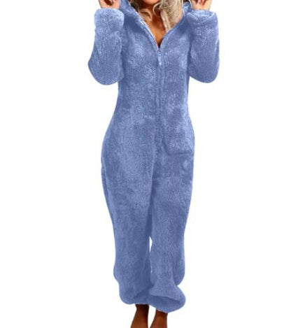 Fleece jumpsuit med huva – overall Dam