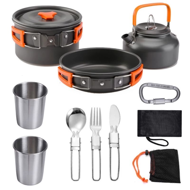 Campingkök 8 delar – lättviktigt aluminiumset för friluftsliv
