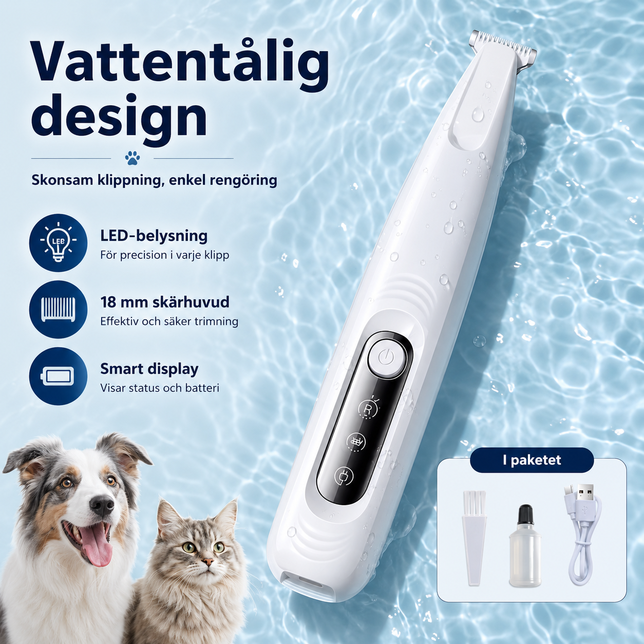 Tasstrimmer liten tyst laddningsbar
