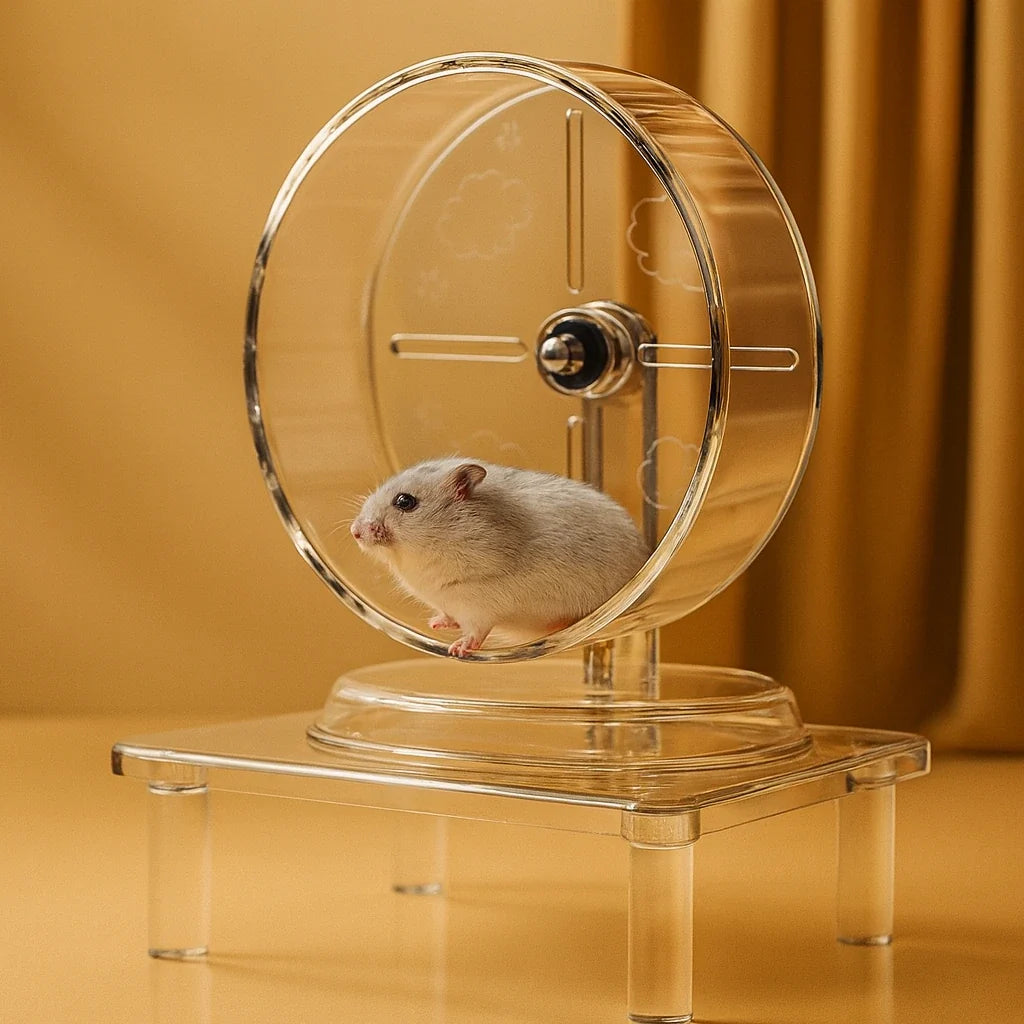 Tyst hamsterhjul i transparent design