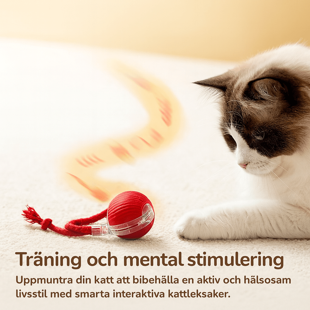 Interaktiv Kattboll med Svans – Självrullande Kattleksak med USB-C