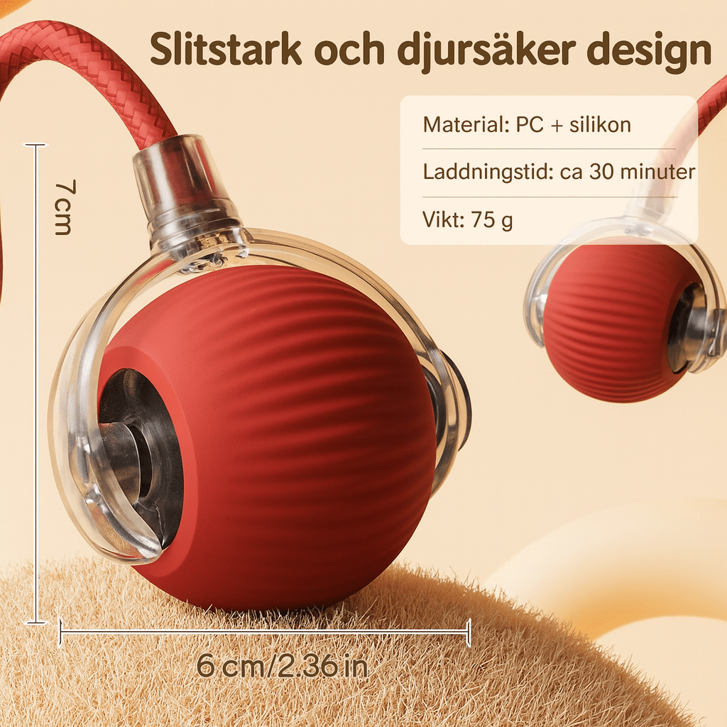 Interaktiv Kattboll med Svans – Självrullande Kattleksak med USB-C
