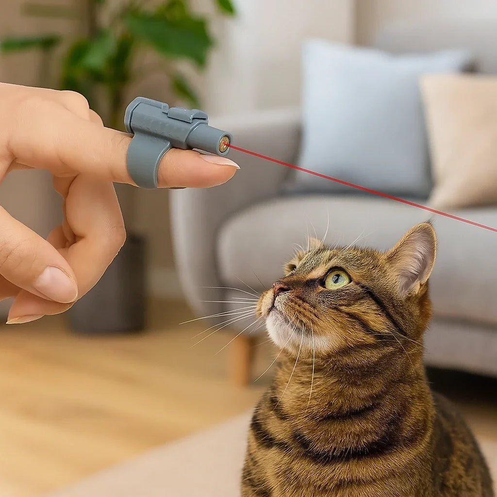 Fingermonterad laserleksak för katt
