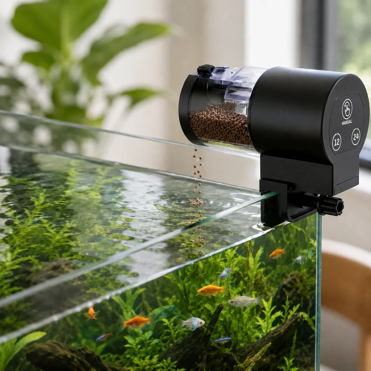 Automatisk Fiskmatare för Akvarium – Batteridriven Foderautomat med Timer