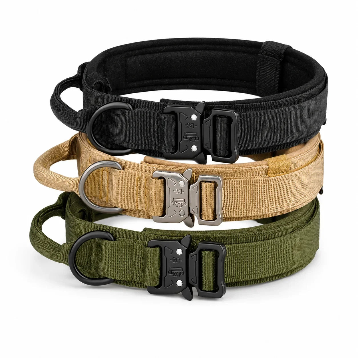 Taktiskt Hundhalsband med Metallspänne – Vadderat Halsband för Medelstora och Stora Hundar