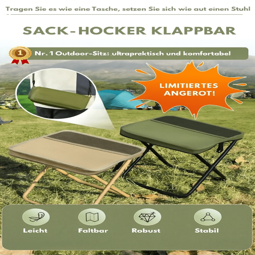 Hopfällbar Stolryggsäck 2-i-1 | Campingstol med Ryggsäck