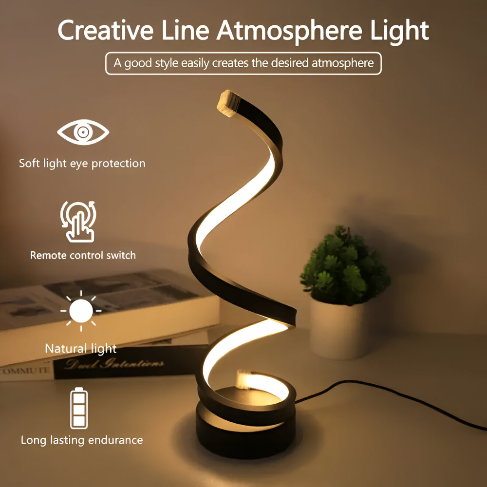 Spiral Design Bordslampa - 3 Färger Justerbar Skrivbordslampa