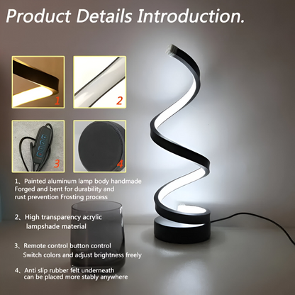 Spiral Design Bordslampa - 3 Färger Justerbar Skrivbordslampa