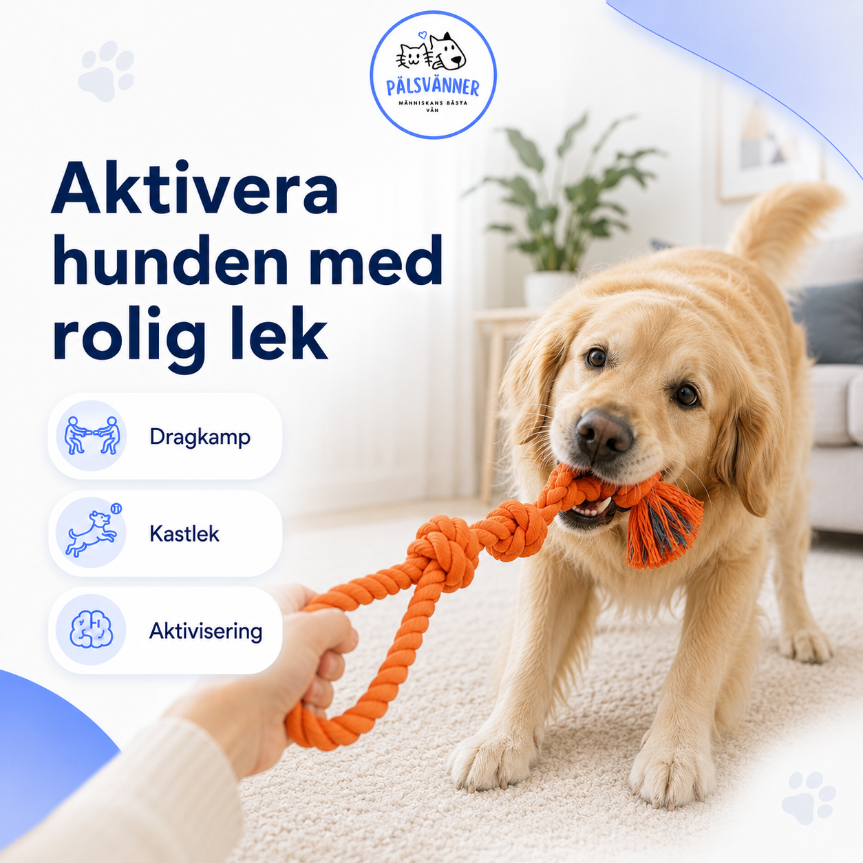 Flosstugg 60 cm – slitstark repleksak för hund