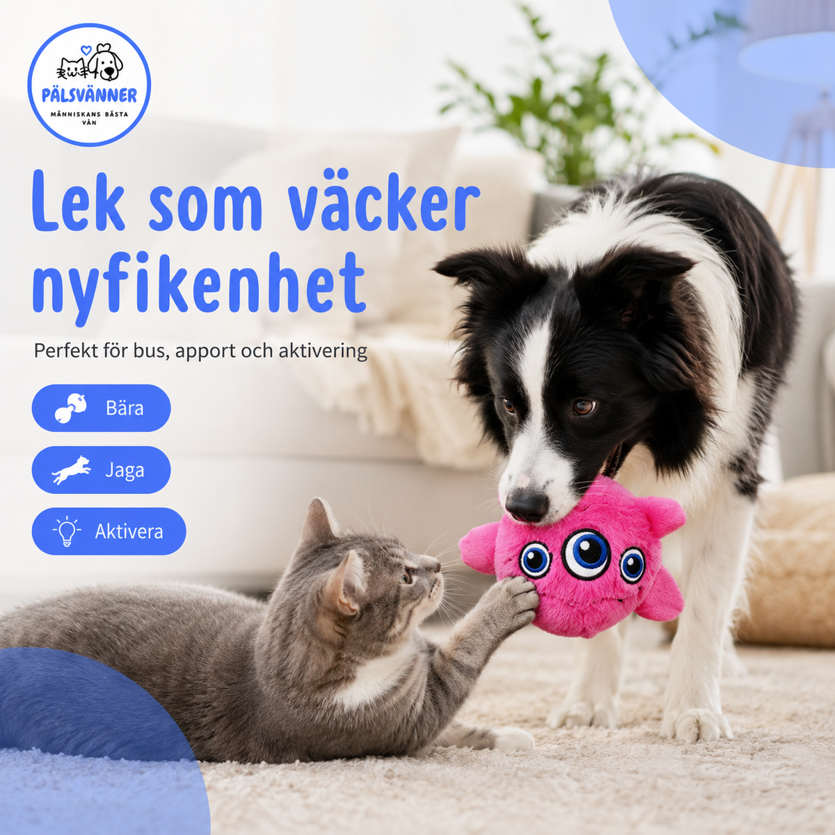 Fluffy – Interaktiv Ljud- & Hoppboll för Hundar och Katter