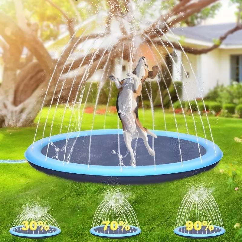 Vattenplaskmatta 150 cm för hundar med sprinklers