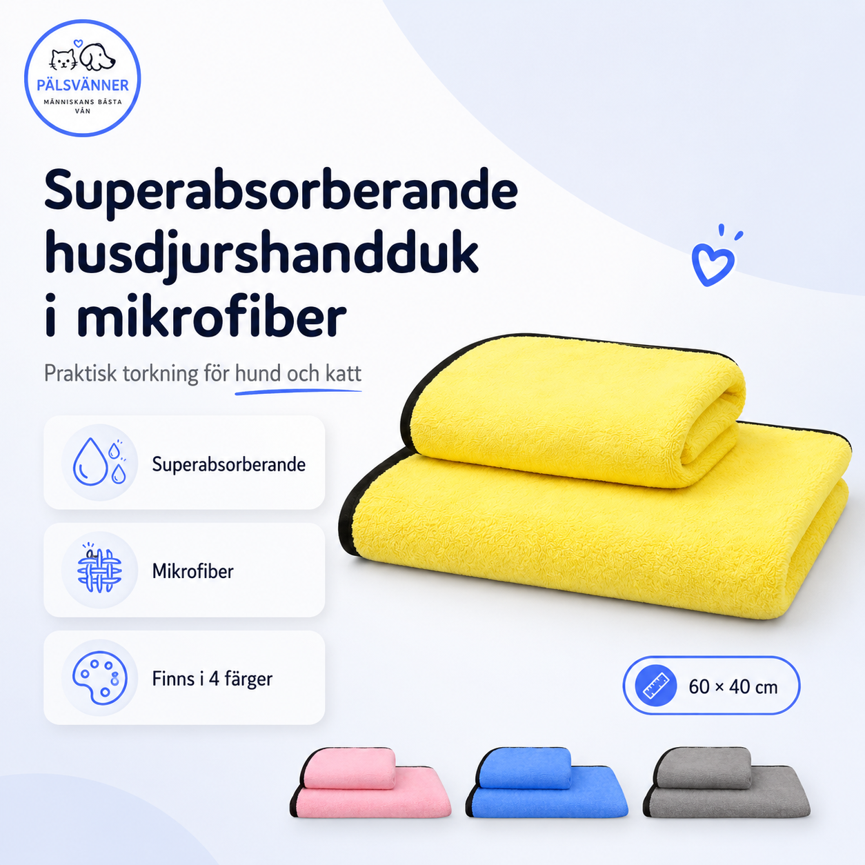 Superabsorberande Husdjurshandduk i Mikrofiber - för Hund & Katt