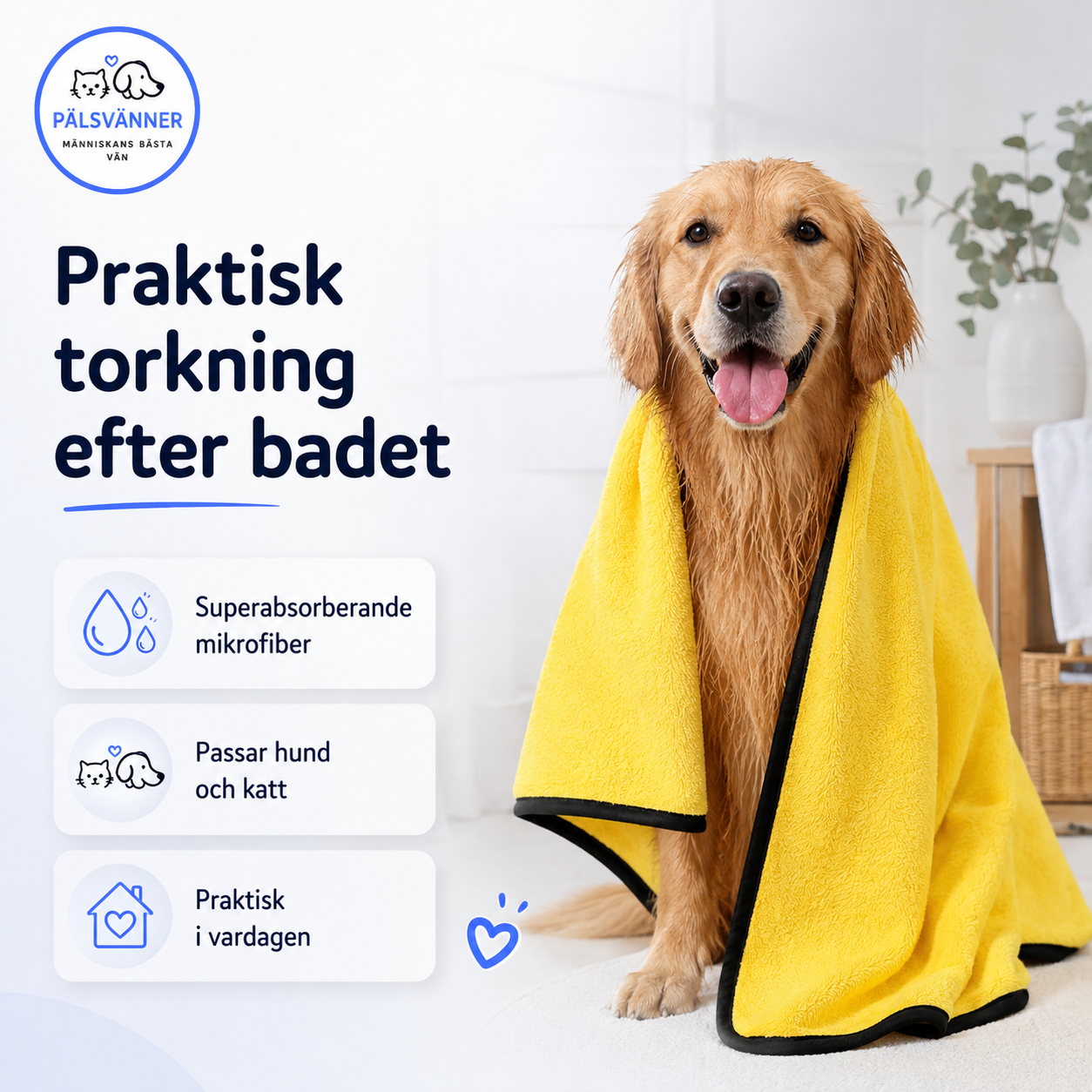 Superabsorberande Husdjurshandduk i Mikrofiber - för Hund & Katt