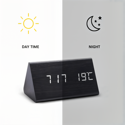 Digital Väckarklocka LED – Träfinish & Modern Display