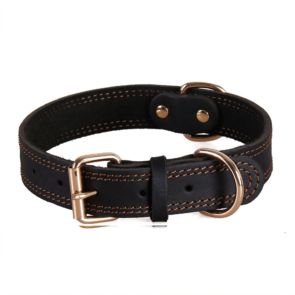 Hundhalsband läder – stark spänne - svart