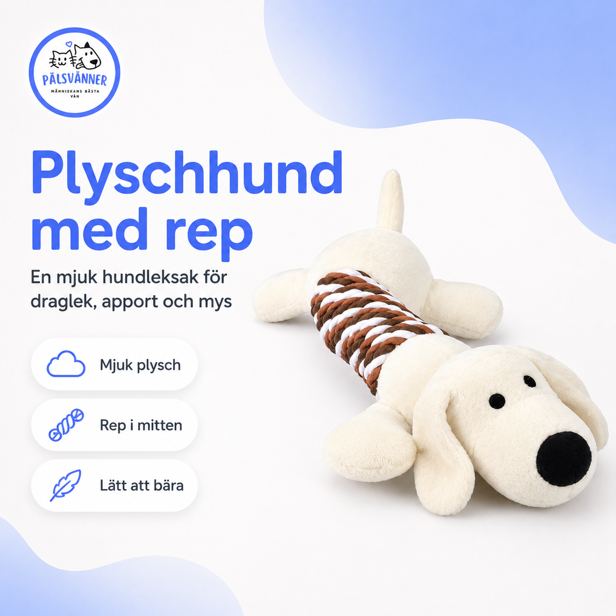Trixie hundleksak med rep och ljud – 32 cm