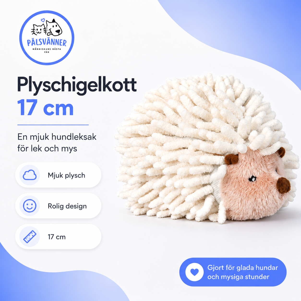 Trixie Plysch Igelkott 17 cm – pipleksak för hund