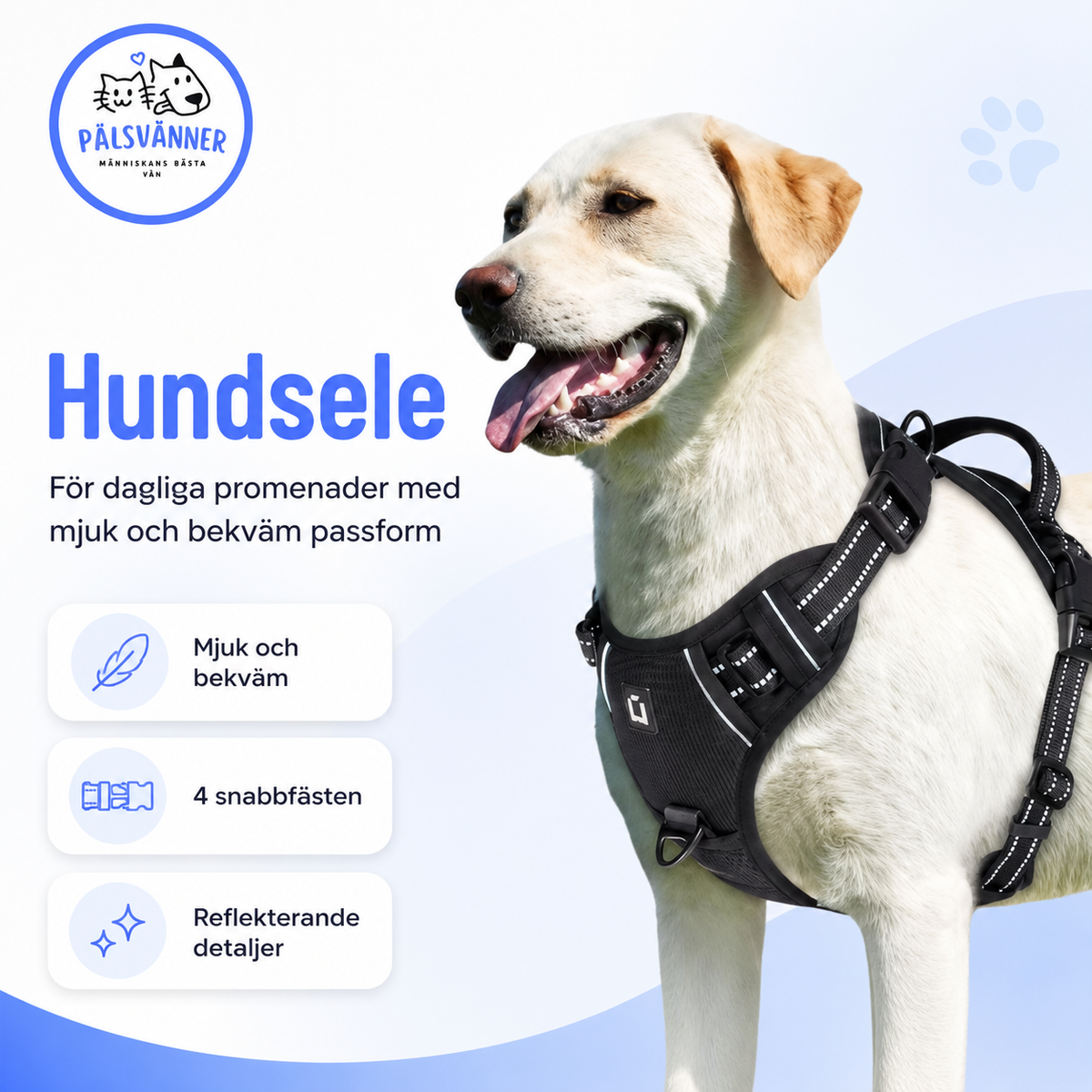 Antidrag Sele för Hundar – justerbar hundsele