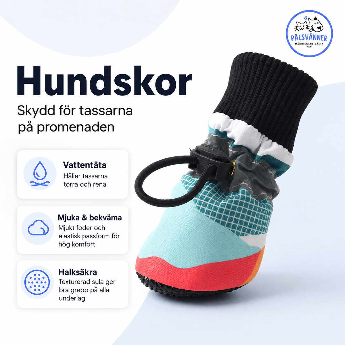 Hundskor med halksäker sula och justerbar passform