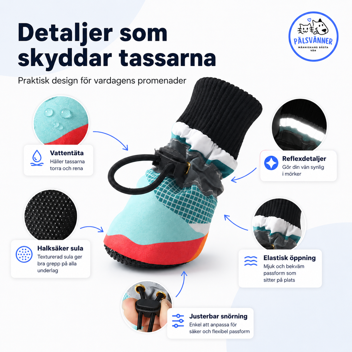 Hundskor med halksäker sula och justerbar passform