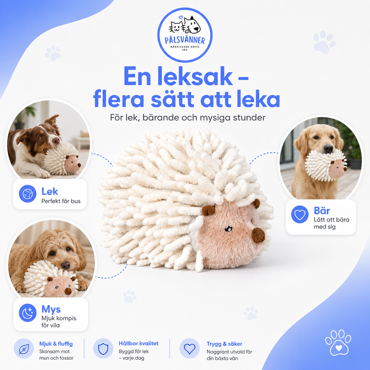 Trixie Plysch Igelkott 17 cm – pipleksak för hund
