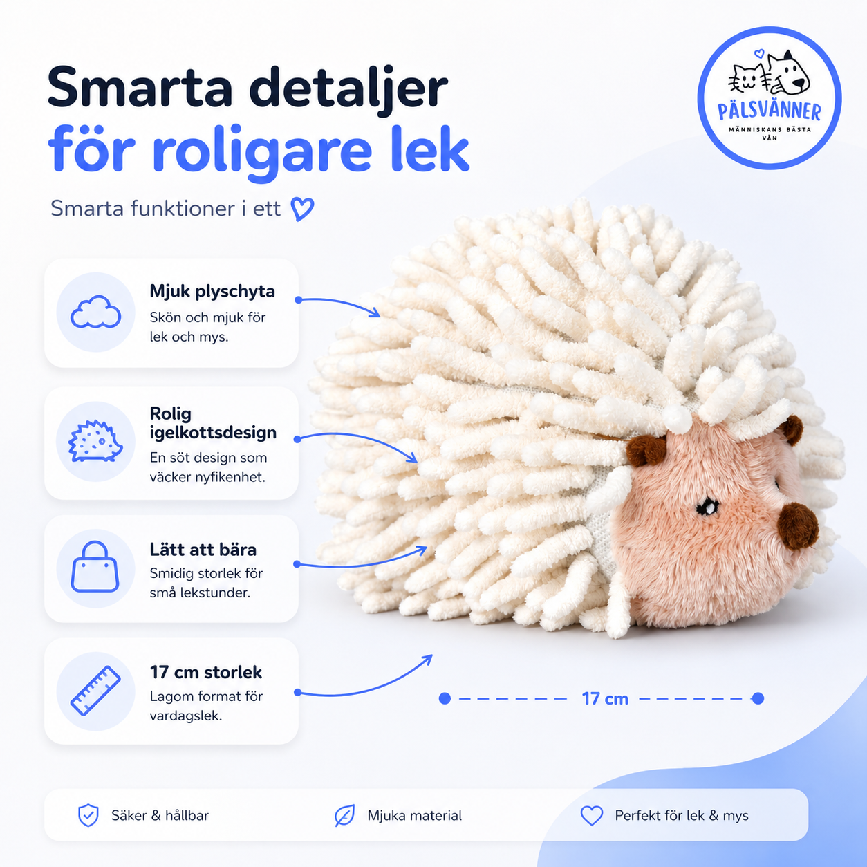 Trixie Plysch Igelkott 17 cm – pipleksak för hund