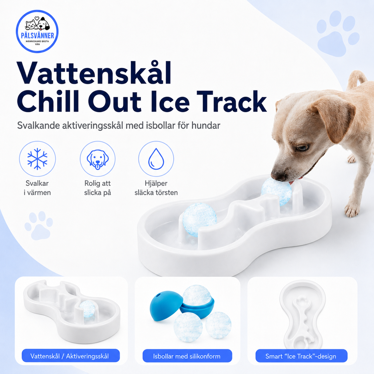 Chill Out Ice Track vattenskål med isbollar till hund