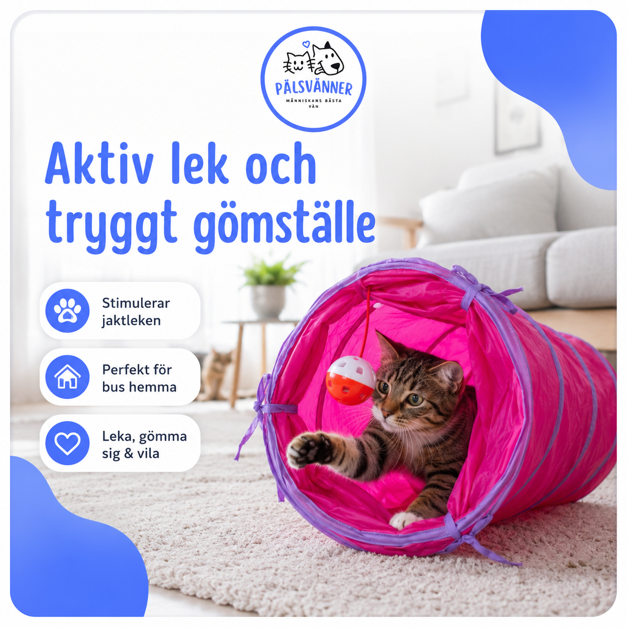 Dogman Kattleksak Tunnel Rosa lektunnel