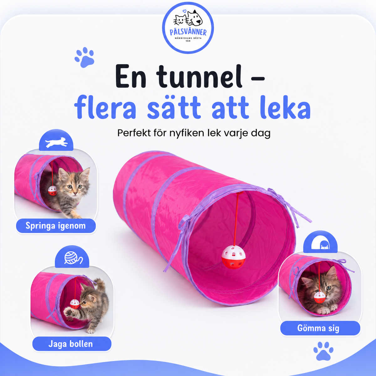 Dogman Kattleksak Tunnel Rosa lektunnel