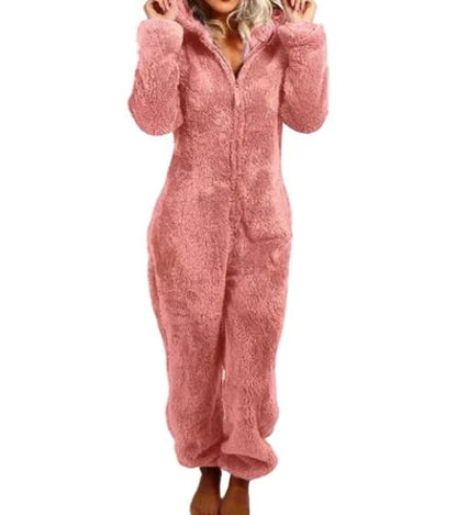 Fleece jumpsuit med huva – overall Dam