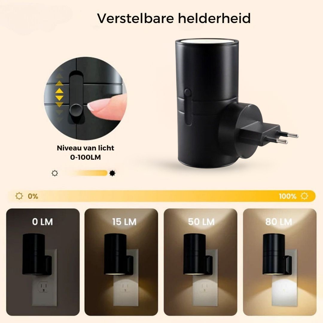 LED Plugglampa Dimbart Nattljus med Sensor