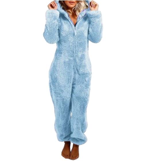 Fleece jumpsuit med huva – overall Dam