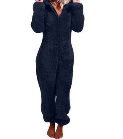 Fleece jumpsuit med huva – overall Dam