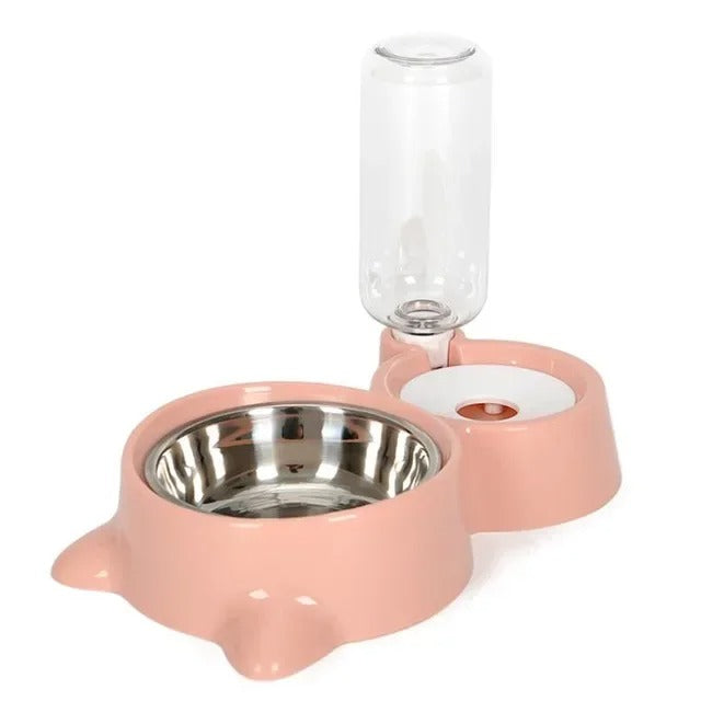 Matskål med vattendispenser för katt och hund – 2 i 1