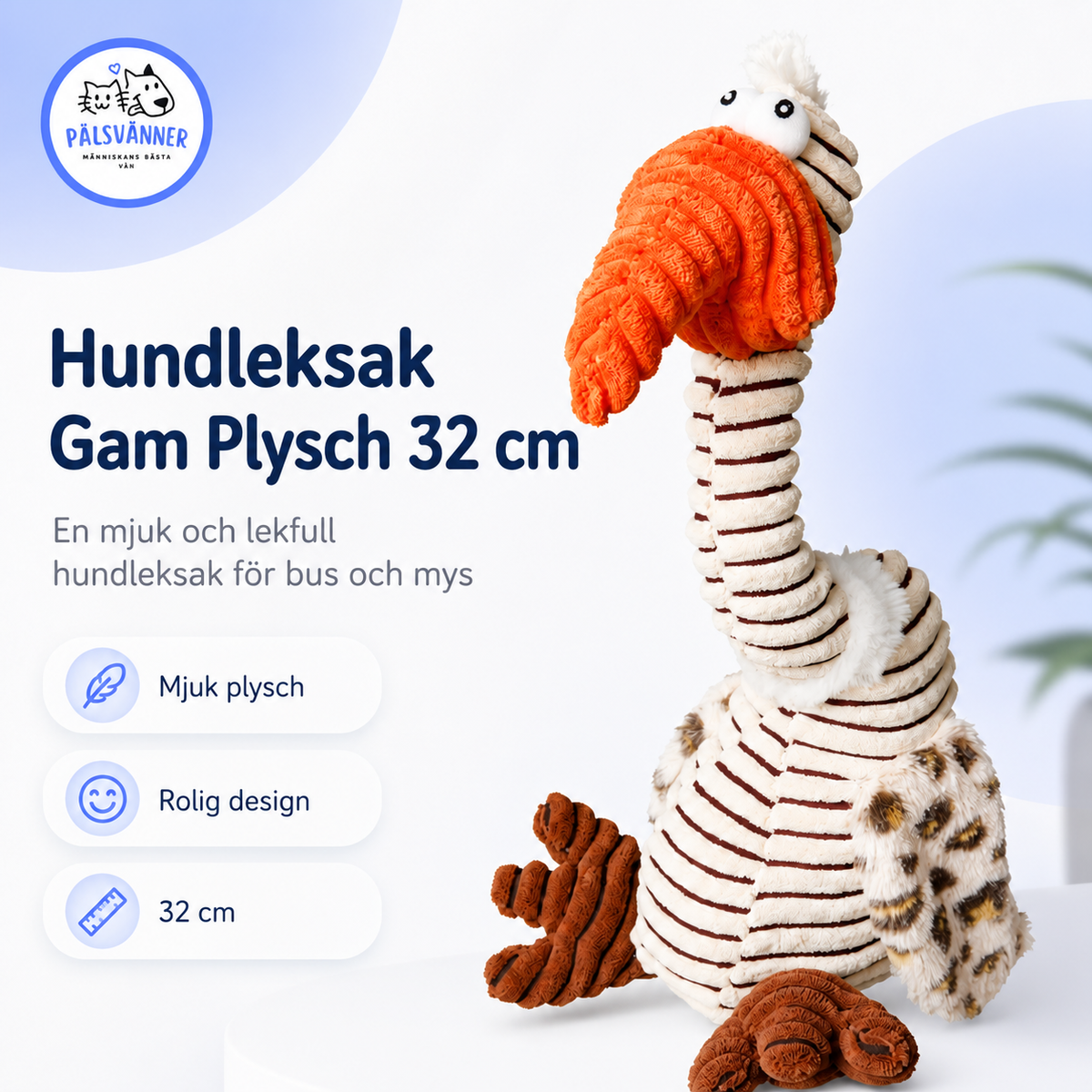 Trixie Gam 32 cm – mjuk hundleksak med ljud