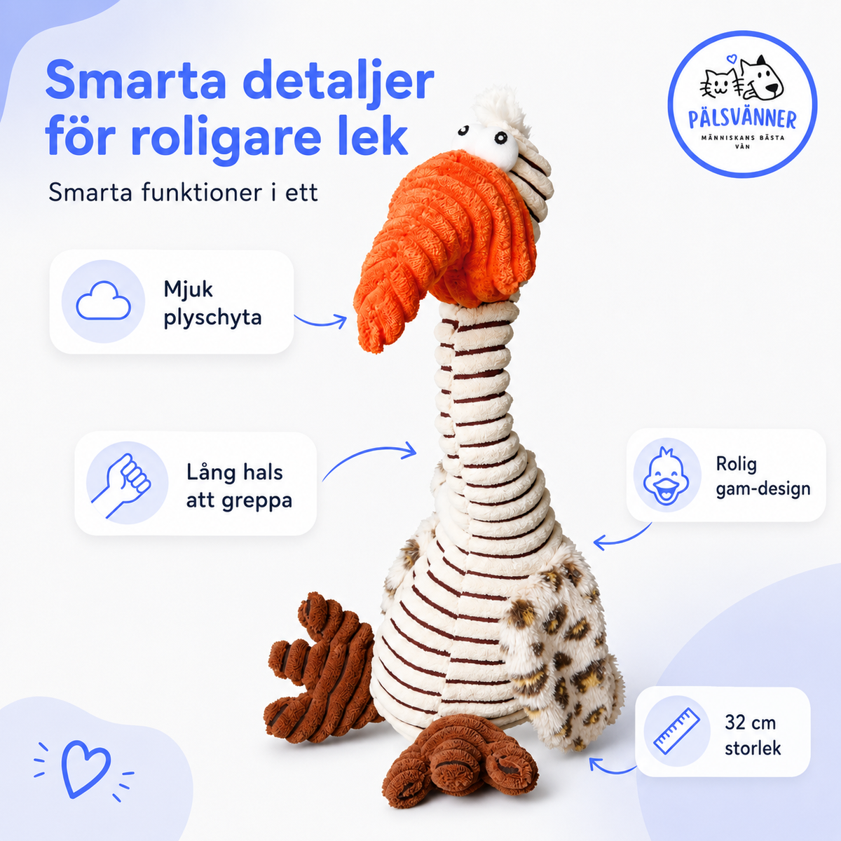 Trixie Gam 32 cm – mjuk hundleksak med ljud