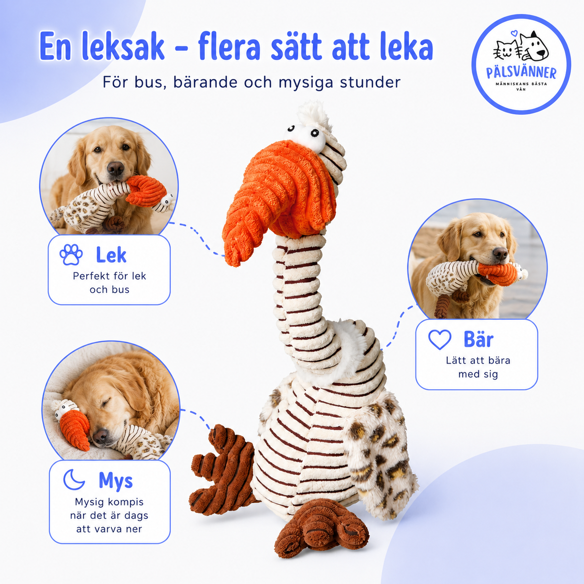 Trixie Gam 32 cm – mjuk hundleksak med ljud