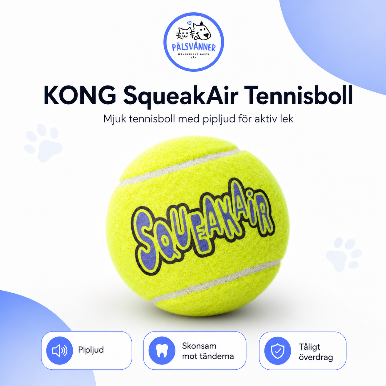 KONG SqueakAir Tennisboll med pipljud för hund 8cm